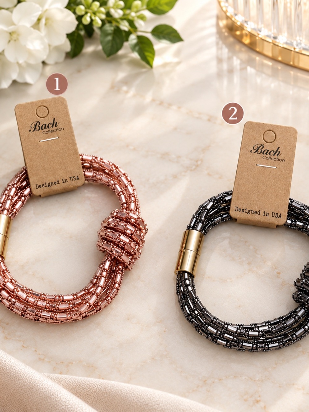 Bach Collection Beaded Bracelet Rose Gold or Gunmetal Choose 1 NWT